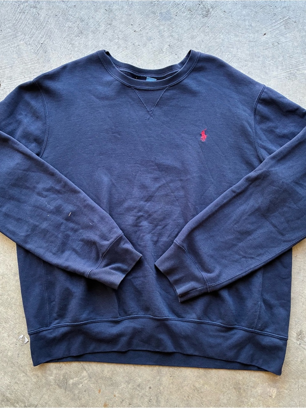 Ralph Lauren Navy Crewneck Sweatshirt with Red Pony
